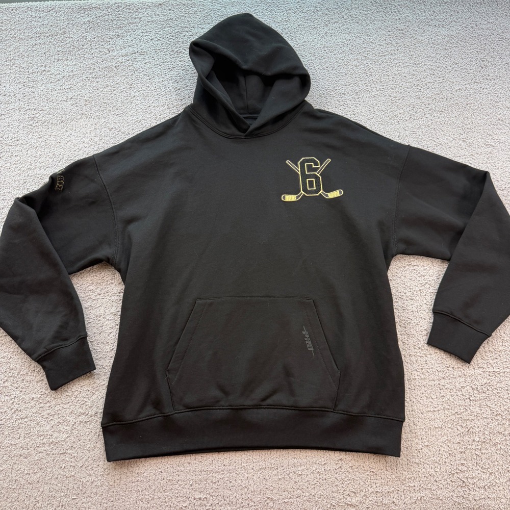 Pro Standard NHL Original Six Hoodie Black Gold Chenille Patches Mens Large